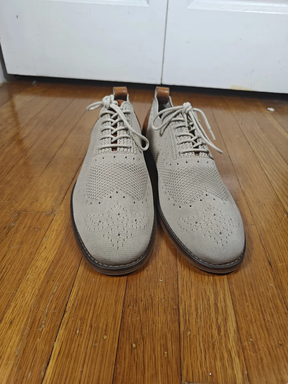 Moretti Mens 11 Ashland II Beige Knit Wingtip Brogue Dress Sneakers Oxfords
